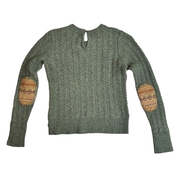 Vintage Polo Jeans Co Ralph Lauren MFG Cable Knit Wool Sweater Elbow Patch Large - Picture 3 of 11